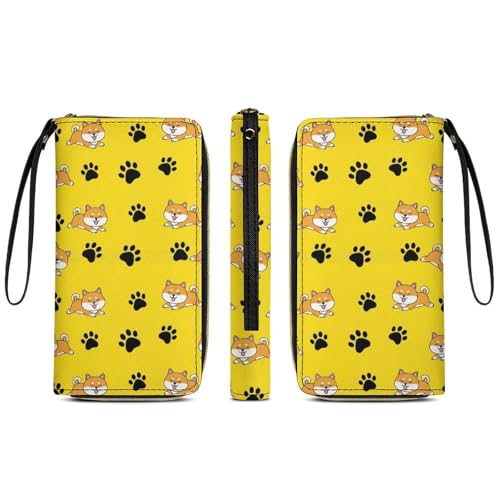 Women’s Wallet Cute Shiba Inu Glasses Dog Card Holder Case Coin Purse Zip Clutch Wallets Travel Long Purse Wristlet Leather Wallet3