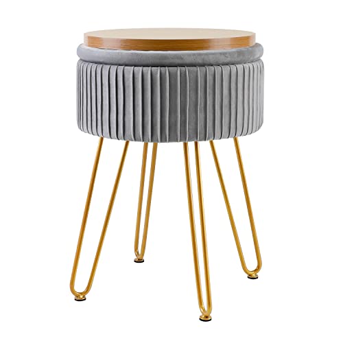 TOUCH-RICH Repose-pieds rond en velours avec plateau en métal doré Cover