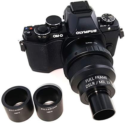 2X Microscope Adapter for Micro 4/3 Mirrorless Cameras. Fits 23mm, 30mm and 30.5mm Ports