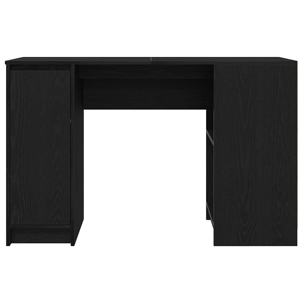 Scrivania Porta PC Rovere Nero 120x42x76 cm in Legno Tecnico | Tavolo da lavoro salvaspazio con scomparti integrati, ideale per organizzare studio, soggiorno o ufficio domestico.