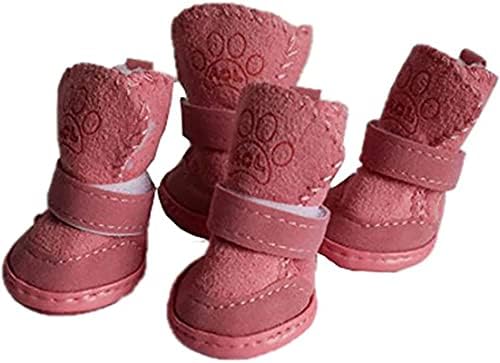 GabeFish Puppy Cute Cozy Warm Anti Slip Winter Boots for Small Medium Dogs Pets Cats Velcro Thicken Fleece Snow Shoes Pink X-Large