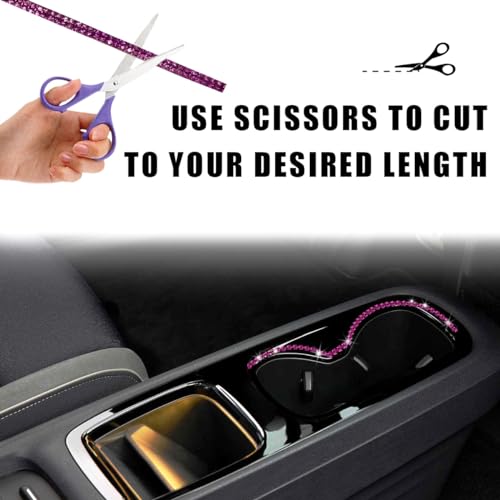 Image of povtii Bling Car Trim Self Adhesive, 16.4 Ft Glitter Crystal Rhinestone Decals Sticker Strips, Sparkly Auto Dashboard Decor Line Molding Sticker, Interior Exterior Car Accessories (Purple, 5mm)