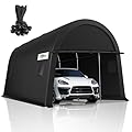 COBIZI Carports 10x20 Heavy Duty Portable Garage with All-Steel Metal Frame & Vents, Round Style Anti-Snow Waterproof Car Canopy Portable Carport Canopy Outdoor Storage Shelter for Car, Boat, Truck