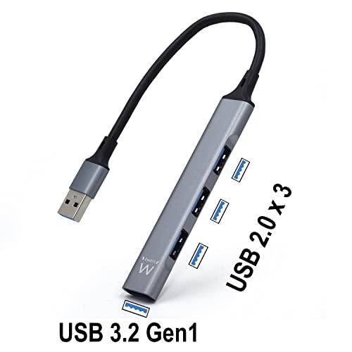 Ewent EW1144 USB A Hub, 4 Port Ultra Slim Data Hub with 3 USB A 2.0 Ports, 1 USB A 3.2 Port - Image 3