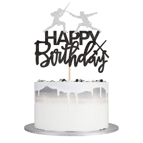 Blumomon 1 décoration de gâteau d'escrime Happy Birthday, décoration de gâteau, escrime, joueur, décoration de gâteau pour le sport, accessoires de fête d'anniversaire