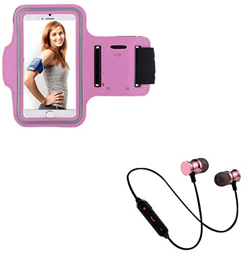 Pack Sport Huawei P Smart 2019 Écouteurs Bluetooth Métal et Brassard Tactile T6 Rose