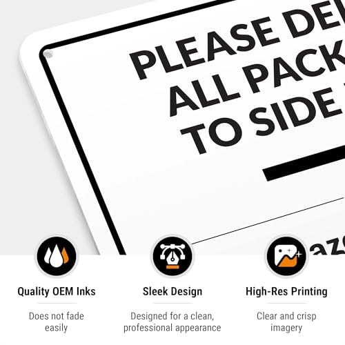 Image of Package Delivery Sign, Delivery Instructions Deliver All Package to Side Door Right Arrow Sign, 10x7 Inches, Rust Free .040 Aluminum, Fade Resistant, Made in USA