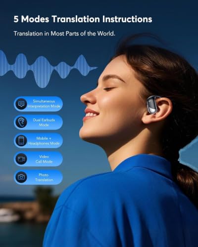 Image of AI Translation Earbuds Real Time - 198 Languages Translator 60H Playtime | Audifonos Traductores Ingles Espanol, Bluetooth 6.1 Translating Headphones with Charging Case for Travel Meeting Learning