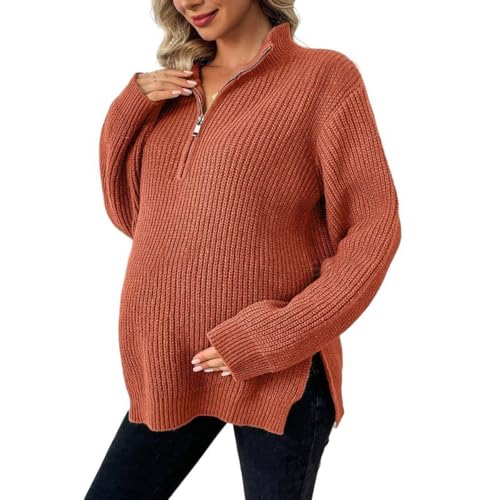 KINLYBO Suéter de punto para maternidad, para mujer embarazada, manga larga, para otoño e invierno, rosso, L