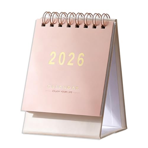 NOPKESV 1 Pièce Mini Calendrier de Bureau, Poche de Juillet 2025 à Décembre 2026, Petit Mensuel, Planificateur Annuel Académique, Agenda et Planning Familial pour la Maison Bureau École (Rose)