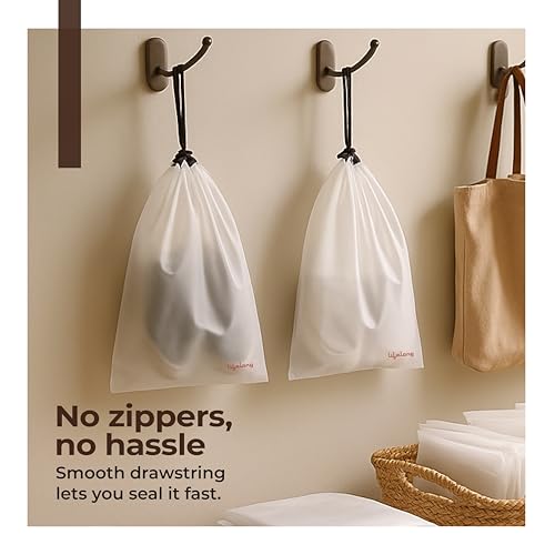 Image of Lifelong Shoe Bags for Travel, Drawstring Travel Shoe Bags for Packing, Dustproof Portable Travel Shoe Storage Bag for Men and Women, Clear, Large, Pack of 6