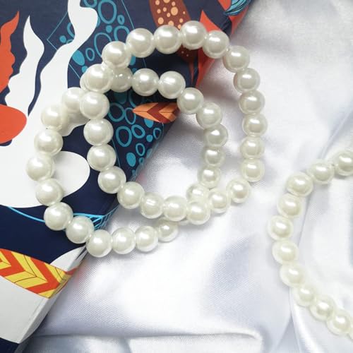 FORUBUS 1920s Flapper Style Faux Pearl Stretch Bracelet – 1/3/4 Rows White Pearl Bracelet - Elegant Bridal Wedding Jewelry- Party Prom Jewelry3