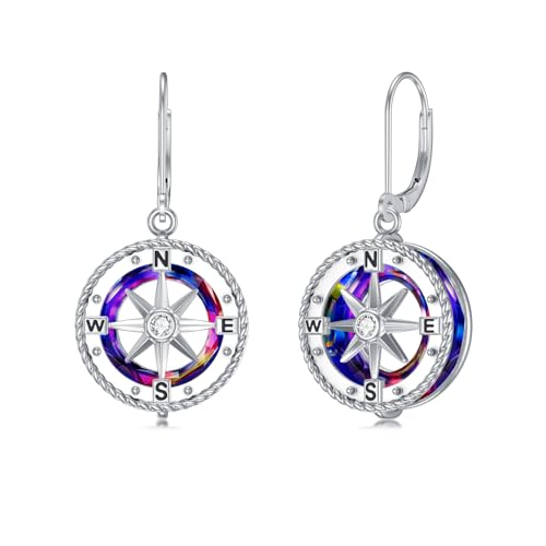 VONALA Kompass-Ohrringe für Damen Sterlingsilber Ozean-Kompass baumelnde Ohrringe mit kreisförmigem Kristall Abschluss-Schmuck Geschenke für ihre Tochter Frauen, Studenten VONALA Kompass-Ohrringe für Damen Sterlingsilber Ozean-Kompass baumelnde Ohrringe mit kreisförmigem Kristall Abschluss-Schmuck Geschenke für ihre Tochter Frauen, Studenten