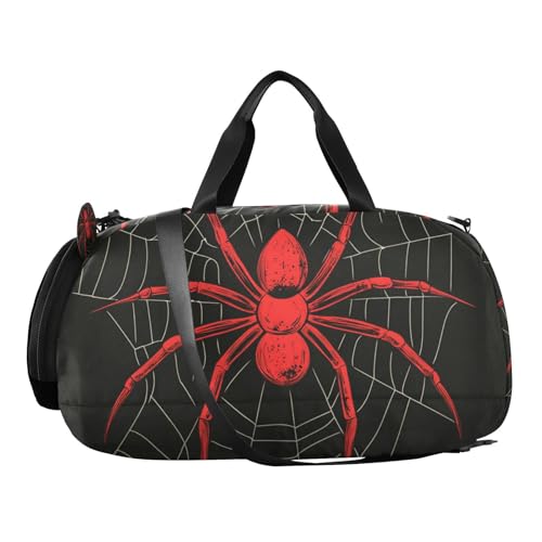 Duffle Bag for Boys or Girls with Shoes Compartment, Red Spider Hanging Sports Travel Bag Overnight2