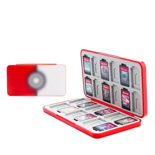 FUNDIARY Funda para tarjetas de juego para Nintendo Switch/Lite/OLED, soporte para cartucho de juego con 24 ranuras para tarjetas de juego y 24 ranuras para tarjetas Micro SD, carcasa dura a prueba de