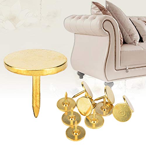 100 Piezas de Clavijas Antiguas de Tapicería Cabeza Plana Deco Pins Muebles Redondos para Accesorios Multifuncionales para Uso Doméstico (Diámetro 9MM*Longitud Total 8MM)