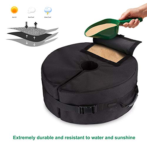 DricRoda Patio Umbrella Base Weight, 18\" Round Heavy Duty Sunshade Parasol Stand Accessories and Sand Bags for Outdoor Garden Beach Yard Patio Umbrella Holder