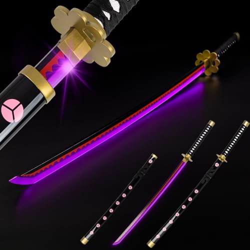 Adust Lighing Up Roronoa Zoro Sword Illuminated Anime Katana, 41 Inch Overall, Japanese Samurai Sword for Cosplay Costume