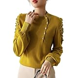 [7-livehouse] ニット レディース セーター 長袖 丸首 リブニット レース 切り替え 無地 おしゃれ 着痩せ 大人 可愛い 柔らか カジュアル 通勤 デート 普段着 春 秋 冬