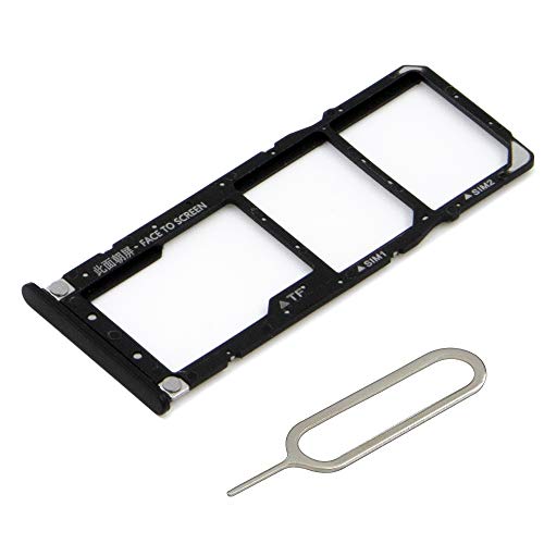 MMOBIEL Dual Sim and SD Card Tray Compatible with Xiaomi Redmi Note 6 Pro 2018 6.26 inch (Black) incl Sim pin