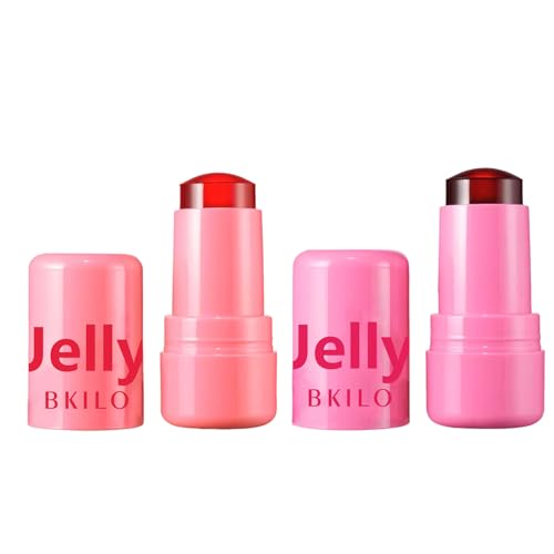 2 Pcs Jelly Blush, Jelly Blush Stick Lip & Cheek Stain, Long-Lasting Multi jelly blushs poppy pink for Blushs, Lip Gloss & Eyeshadow Makeup, Hydrating, Vegan & Cruelty-Free