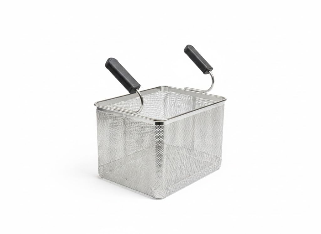 Cestello cesto cuocipasta modular gn 2/3 doppio manico maniglia laterale professionale in acciaio inox con impugnatura cuoco chef accessorio ricambio base scolapasta colapasta 29x29x21 cm