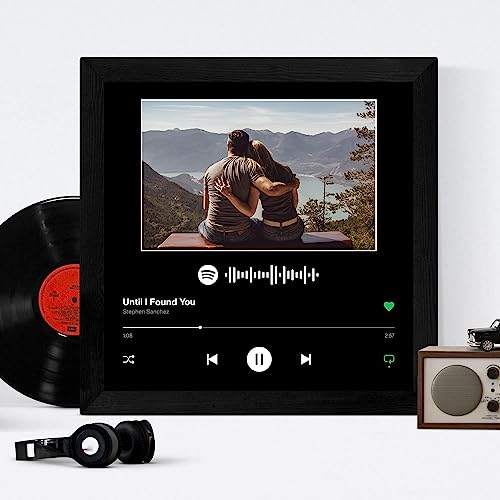 Image of Ritwika's Personalized Desk Photo Frame With Customizable Spotify Song And Photo Of Your Choice | Plaque For Your Loved Ones (Black Background - Table Spotify 9.5 X 9.5 Inch), Tabletop