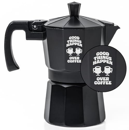 Image of Sipologie Roma Moka Pot, Black 180 ml, Customised - Good Things Over Coffee