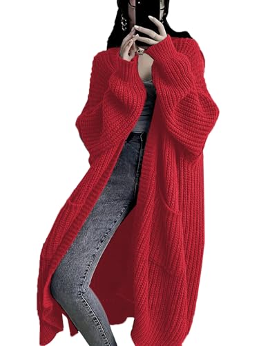 Image of Womens Long Cardigan Sweaters Open Front Oversized Duster with Pocket for Women 2025 Fall Winter Knit Design Coats