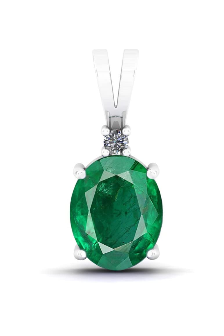 5.25 Carat Natural Emerald Stone Oval Cut Necklace For Women