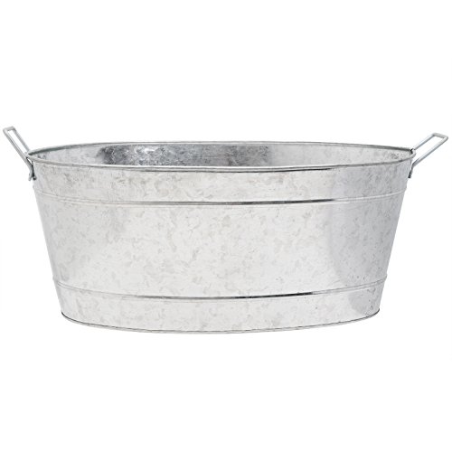 Achla Designs Large Oval Galvanized Steel Tub