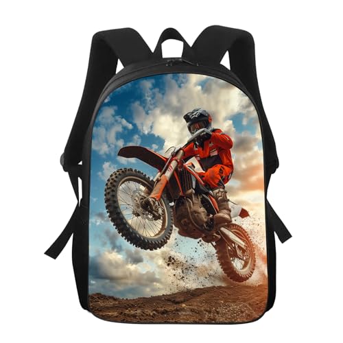 Unisex Motorcycle Backpack Motocross Sport Vehicle School Bag Motorcycle Rider Driving on The Mountains Shoulders Backpack Travel Daypacks for Women Men Teens Kids, 17 Inch2