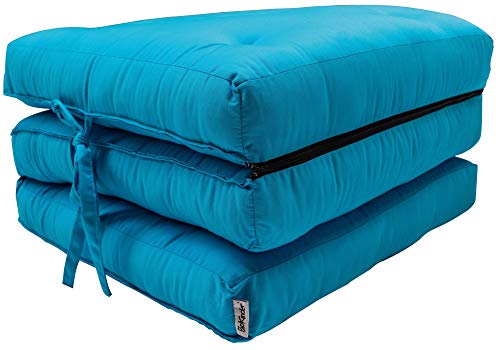 Sgabello Pieghevole per Materasso ospite BioKinder in Cotone Turchese 195 x 65 x 10 cm.