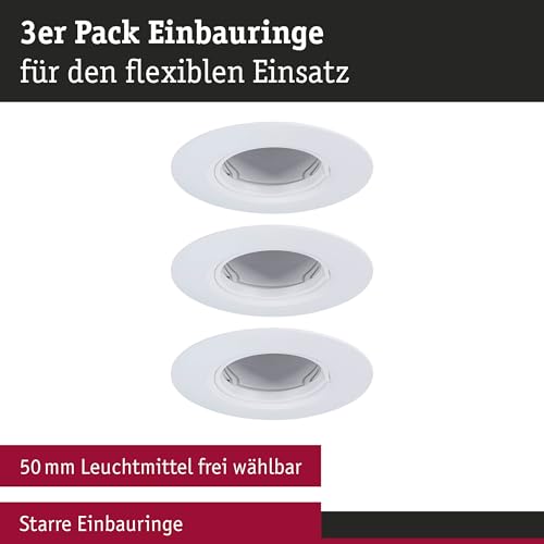 Paulmann 92112 Einbauleuchte 3er-Set starr rund 90mm GU10 max. 3x10W 230V Weiß Einbaulampe