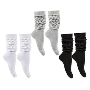 Scrunchy Socks for Women, Women’s Slouch Socks Cotton Knit Knee High Scrunch Sock Stacked High Sock
