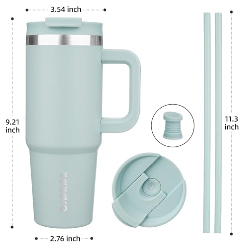 Image of BJPKPK 30 oz Tumbler With Handle Insulated Tumblers With Lid And Straw Stainless Steel Thermal Cup,Blue Haze