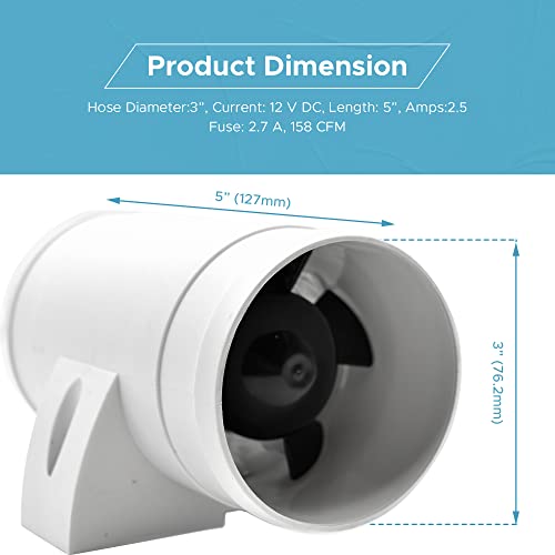 Marine City 12-Volt 3- Inches Diameter Hose Bilge Blower 158 Cfm Ce Certificate For Boat Heads Engine Compartments Bilges Galleys Rvs Buses Sheds More #TOP4