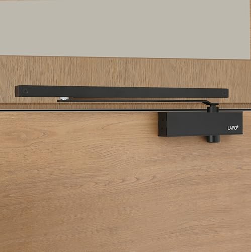 Image of LAPO Door Closer for Office and Residential Use | Aluminium Construction | Double Speed Hydraulic System | Pelmet Arm Type | Suitable for Doors Up to 100 Kg| ISO 9001 Certified | Black Finish