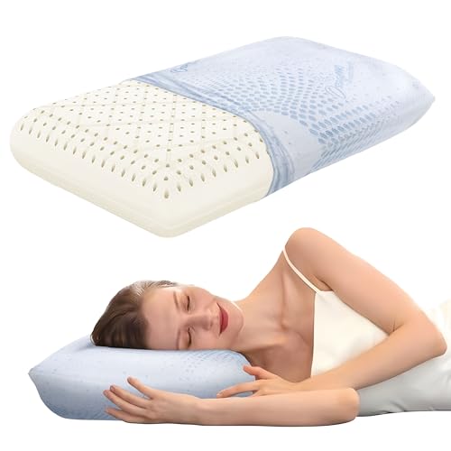 DREAM HAVEN Almohada de 15 cm de alto, almohada de espuma viscoelástica perforada con funda de oxígeno transpirable, antiácaros, antiarrugas e hipoalergénica, almohada para cama ergonómica, fabricada