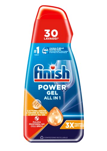 Finish Powergel, gel nettoyant pour lave-vaisselle liquide, multi-actions, anti-odeur, lot de 30 lavages, 600 ml