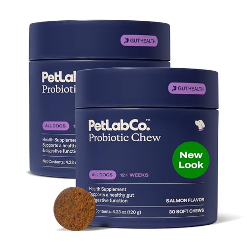 PetLab Co. Probiotics for Dogs, Support Gut Health, Occasional Diarrhea, Digestive Health & Seasonal Allergies - Salmon Flavor - Packaging May Vary - 30 Soft Chews Pack of 2