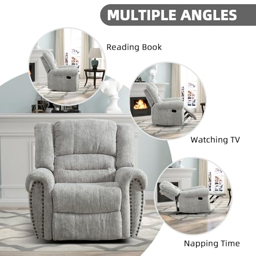 Image of CANMOV Manual Recliner Chair Set of 2, Classic and Traditional Manual Recliner Chair with Comfortable Arms and Back Single Sofa for Living Room, White Grey