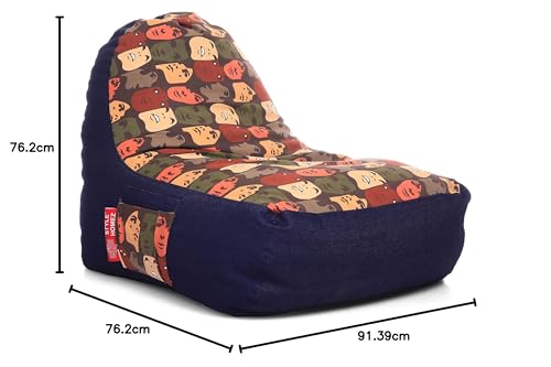 Image of Style Homez Urban Design Denim Canvas Abstract Printed Chair Bean Bag XXL Size Filled with Beans Fillers