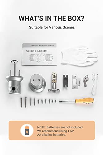 Big Fingerprint Smart Door Knob, Keyless Entry Door Lock With Handle, With Keyboard, Bluetooth, App, Easy To Install, Suitable For Hotels, Bedrooms, Study, Offices #TOP7