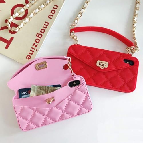 UnnFiko Wallet Phone Case Compatible with iPhone 16 Plus, Cute Light Luxury Bag Design, Purse Flip Card Pouch Cover Soft Silicone Case with Handstrap Long Shoulder Strap (Red, iPhone 16 Plus) by UnnFiko - Used condition - Image 7