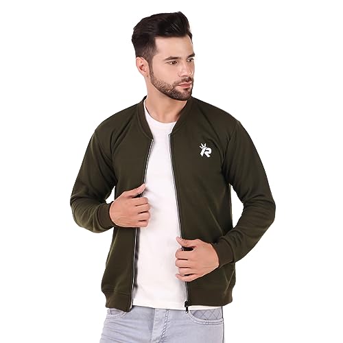 Image of RIPON Men Solid Fleece jacket (XL, OLIVE)