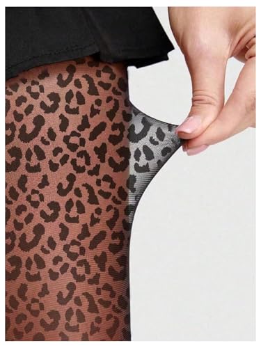 Women's Leopard Print Mesh Sheer Tights Control Top Pantyhose Lingerie Stockings4