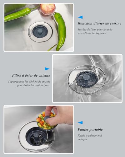 Évite les blocages de votre évier avec le combo passoire bouchon Hibbent