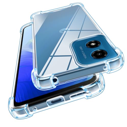ivoler Anti-Amarillo Clara Funda para Motorola Moto E14 / G04 / G04S / G24 con Cojín Esquina Parachoques, [Protección Antigolpes Militar] Carcasa Transparente Anti-Arañazos Case