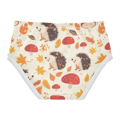 Wusikd Hedgehogs Mushroom Girls' Underwear Cotton Autumn Leaves Girls Briefs Soft Toddler Underwear 2T2